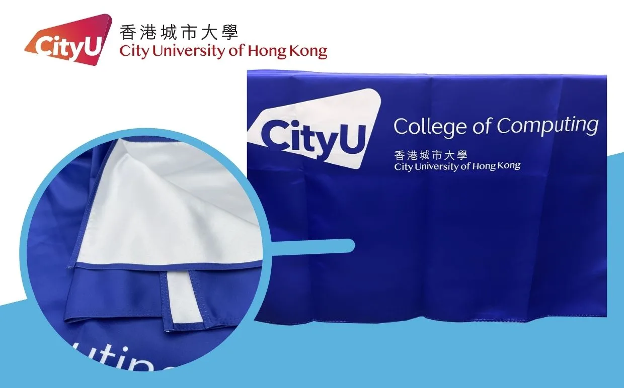 香港城市大學 貢緞藍色檯布